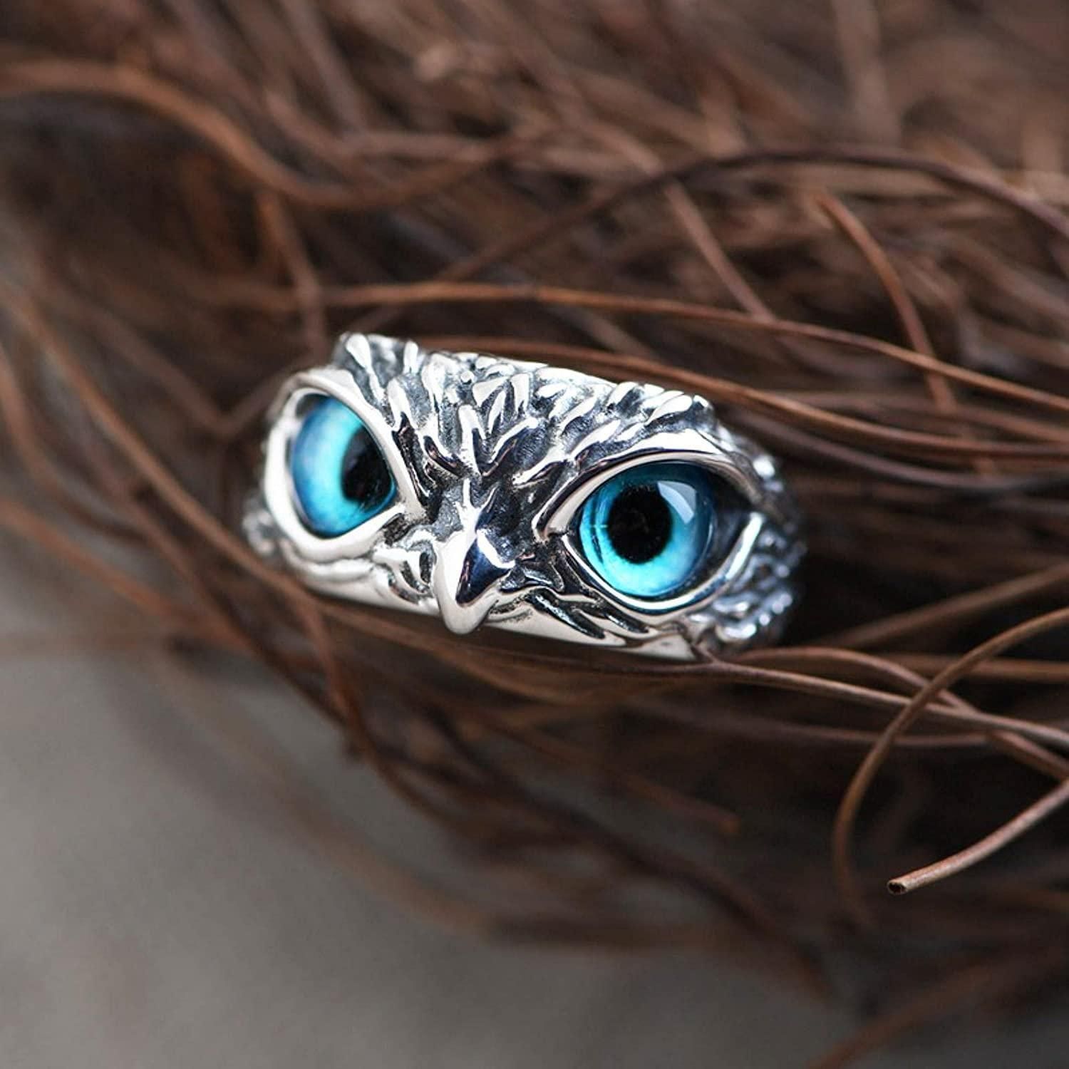 SILVERKART™  Adjustable Silver Eagle Eye Ring for Men