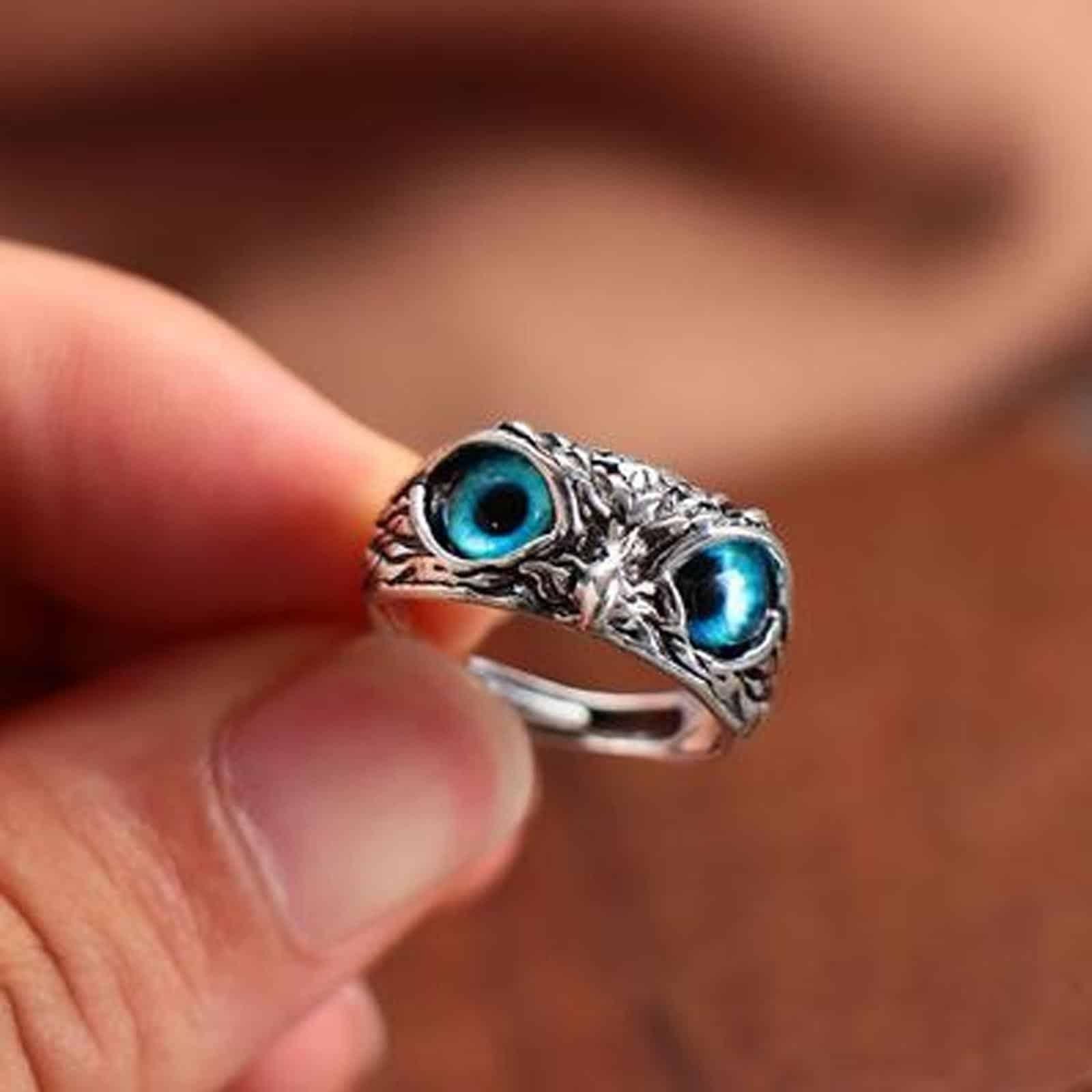SILVERKART™  Adjustable Silver Eagle Eye Ring for Men