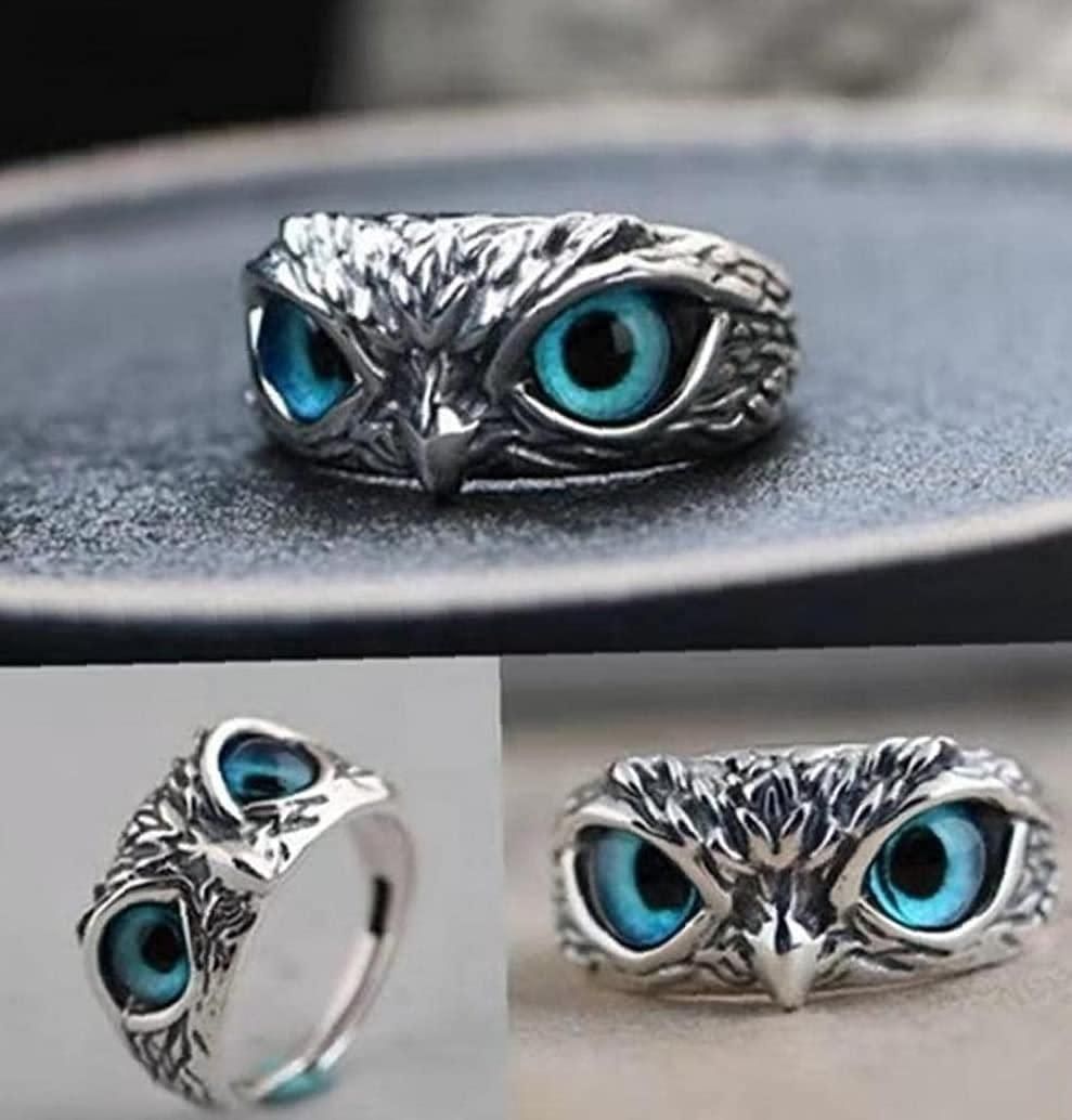 SILVERKART™  Adjustable Silver Eagle Eye Ring for Men